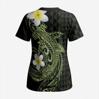 Aloha Hammerhead Shark Scrub Top Lime Rickey Hawaiian Kakau Tribal Tattoo - Polynesian Pride