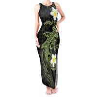Aloha Hammerhead Shark Tank Maxi Dress Lime Rickey Hawaiian Kakau Tribal Tattoo