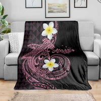 Aloha Hammerhead Shark Blanket Vivacious Pink Hawaiian Kakau Tribal Tattoo