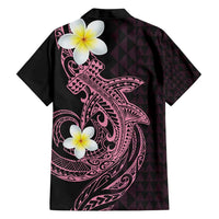 Aloha Hammerhead Shark Family Matching Off Shoulder Short Dress and Hawaiian Shirt Vivacious Pink Hawaiian Kakau Tribal Tattoo LT9 - Polynesian Pride
