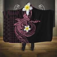 Aloha Hammerhead Shark Hooded Blanket Vivacious Pink Hawaiian Kakau Tribal Tattoo