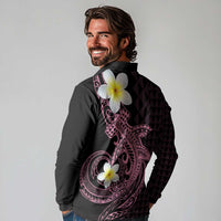 Aloha Hammerhead Shark Long Sleeve Polo Shirt Vivacious Pink Hawaiian Kakau Tribal Tattoo
