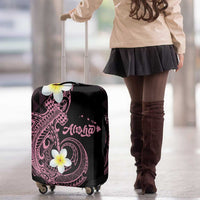 Aloha Hammerhead Shark Luggage Cover Vivacious Pink Hawaiian Kakau Tribal Tattoo