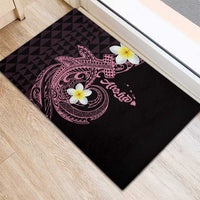 Aloha Hammerhead Shark Rubber Doormat Vivacious Pink Hawaiian Kakau Tribal Tattoo