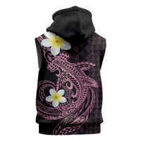 Aloha Hammerhead Shark Sleeveless Hoodie Vivacious Pink Hawaiian Kakau Tribal Tattoo - Polynesian Pride