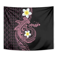 Aloha Hammerhead Shark Tapestry Vivacious Pink Hawaiian Kakau Tribal Tattoo