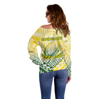 The Kuki's Cook Islands Rugby Off Shoulder Sweater Be Unique Vibe White LT9 - Polynesian Pride