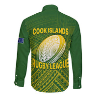 The Kuki's Cook Islands Rugby Long Sleeve Button Shirt Be Unique Vibe Green LT9 - Polynesian Pride