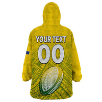 (Custom Text And Number) The Kuki's Cook Islands Rugby Wearable Blanket Hoodie Be Unique Vibe Yellow LT9 - Polynesian Pride