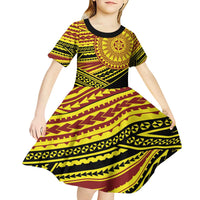 Personalised Tonga Ha apai High School Kid Short Sleeve Dress Ngatu Fonulei Pattern