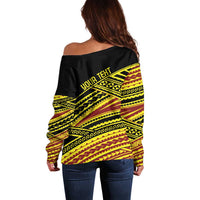 Personalised Tonga Ha apai High School Off Shoulder Sweater Ngatu Fonulei Pattern