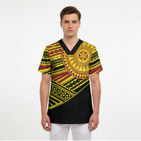 Personalised Tonga Ha apai High School Scrub Top Ngatu Fonulei Pattern - Polynesian Pride