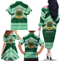 Personalised Tonga Saineha High School Family Matching Off The Shoulder Long Sleeve Dress and Hawaiian Shirt Polynesian Ngatu Tribal LT9 - Polynesian Pride