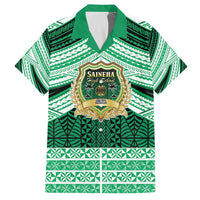 Personalised Tonga Saineha High School Family Matching Off The Shoulder Long Sleeve Dress and Hawaiian Shirt Polynesian Ngatu Tribal LT9 Dad's Shirt - Short Sleeve Green - Polynesian Pride