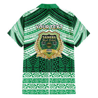 Personalised Tonga Saineha High School Family Matching Off Shoulder Short Dress and Hawaiian Shirt Polynesian Ngatu Tribal