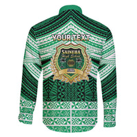 Personalised Tonga Saineha High School Family Matching Off Shoulder Short Dress and Hawaiian Shirt Polynesian Ngatu Tribal