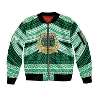 Personalised Tonga Saineha High School Sleeve Zip Bomber Jacket Polynesian Ngatu Tribal