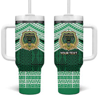 Personalised Tonga Saineha High School Tumbler With Handle Polynesian Ngatu Tribal