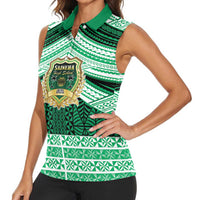 Personalised Tonga Saineha High School Women Sleeveless Polo Shirt Polynesian Ngatu Tribal