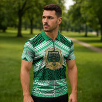 Personalised Tonga Saineha High School Zipper Polo Shirt Polynesian Ngatu Tribal - Polynesian Pride