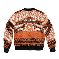 Personalised Tonga Tailulu College Sleeve Zip Bomber Jacket Polynesian Ngatu Tribal
