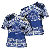 Personalised Tonga Taufa'ahau Pilolevu College Cross Shoulder Shirt Polynesian Ngatu Tribal - Polynesian Pride