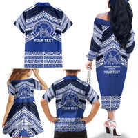 Personalised Tonga Taufa'ahau Pilolevu College Family Matching Off The Shoulder Long Sleeve Dress and Hawaiian Shirt Polynesian Ngatu Tribal LT9 - Polynesian Pride