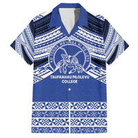Personalised Tonga Taufa'ahau Pilolevu College Family Matching Off The Shoulder Long Sleeve Dress and Hawaiian Shirt Polynesian Ngatu Tribal LT9 Dad's Shirt - Short Sleeve Blue - Polynesian Pride