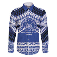 Personalised Tonga Taufa'ahau Pilolevu College Family Matching Short Sleeve Bodycon Dress and Hawaiian Shirt Polynesian Ngatu Tribal LT9 Dad's Shirt - Long Sleeve Blue - Polynesian Pride