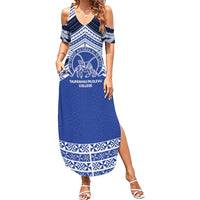 Personalised Tonga Taufa'ahau Pilolevu College Family Matching Summer Maxi Dress and Hawaiian Shirt Polynesian Ngatu Tribal