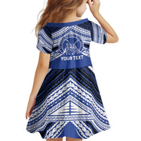 Personalised Tonga Taufa'ahau Pilolevu College Kid Short Sleeve Dress Polynesian Ngatu Tribal