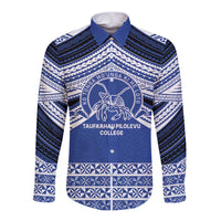 Personalised Tonga Taufa'ahau Pilolevu College Long Sleeve Button Shirt Polynesian Ngatu Tribal