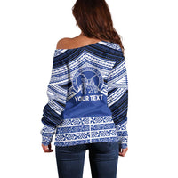 Personalised Tonga Taufa'ahau Pilolevu College Off Shoulder Sweater Polynesian Ngatu Tribal