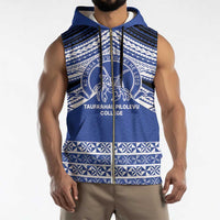 Personalised Tonga Taufa'ahau Pilolevu College Sleeveless Zip Hoodie Polynesian Ngatu Tribal - Polynesian Pride