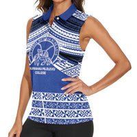 Personalised Tonga Taufa'ahau Pilolevu College Women Sleeveless Polo Shirt Polynesian Ngatu Tribal