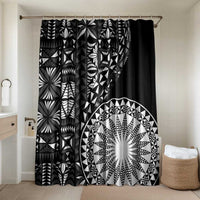 Black Tongan Ngatu Fonulei Pattern Bathroom Set - Polynesian Pride