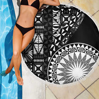 Black Tongan Ngatu Fonulei Pattern Beach Blanket