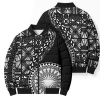 Black Tongan Ngatu Fonulei Pattern Bomber Puffer Jacket - Polynesian Pride