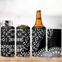 Black Tongan Ngatu Fonulei Pattern 4 in 1 Can Cooler Tumbler