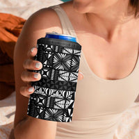 Black Tongan Ngatu Fonulei Pattern 4 in 1 Can Cooler Tumbler