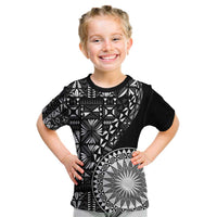 Black Tongan Ngatu Fonulei Pattern Kid T Shirt