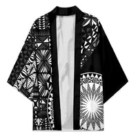 Black Tongan Ngatu Fonulei Pattern Kimono - Polynesian Pride