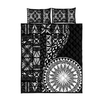 Black Tongan Ngatu Fonulei Pattern Quilt Bed Set