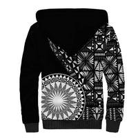 Black Tongan Ngatu Fonulei Pattern Sherpa Hoodie