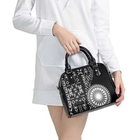 Black Tongan Ngatu Fonulei Pattern Shoulder Handbag