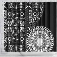 Black Tongan Ngatu Fonulei Pattern Shower Curtain