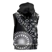 Black Tongan Ngatu Fonulei Pattern Sleeveless Hoodie - Polynesian Pride
