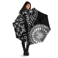 Black Tongan Ngatu Fonulei Pattern Umbrella - Polynesian Pride