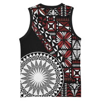 Red Tongan Ngatu Fonulei Pattern Basketball Jersey - Polynesian Pride