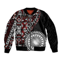 Red Tongan Ngatu Fonulei Pattern Bomber Jacket LT9 Unisex Red - Polynesian Pride